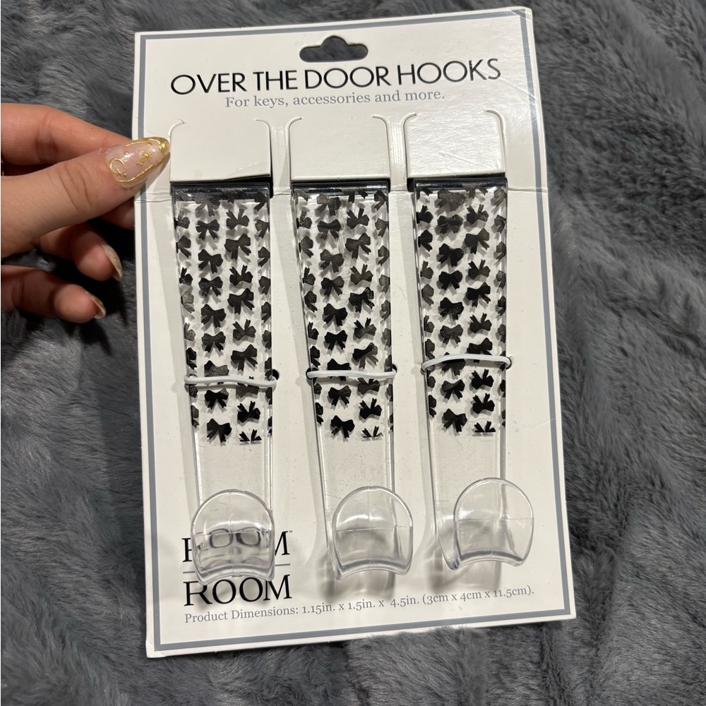Over the Door Hooks - Clear with Black Design